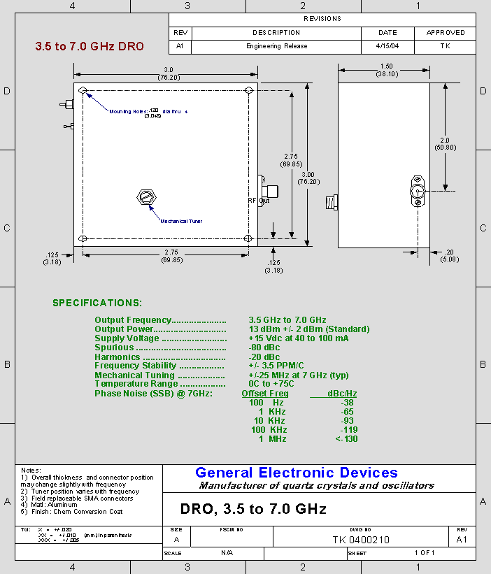 DRO 3.5 to 7.0 GHz