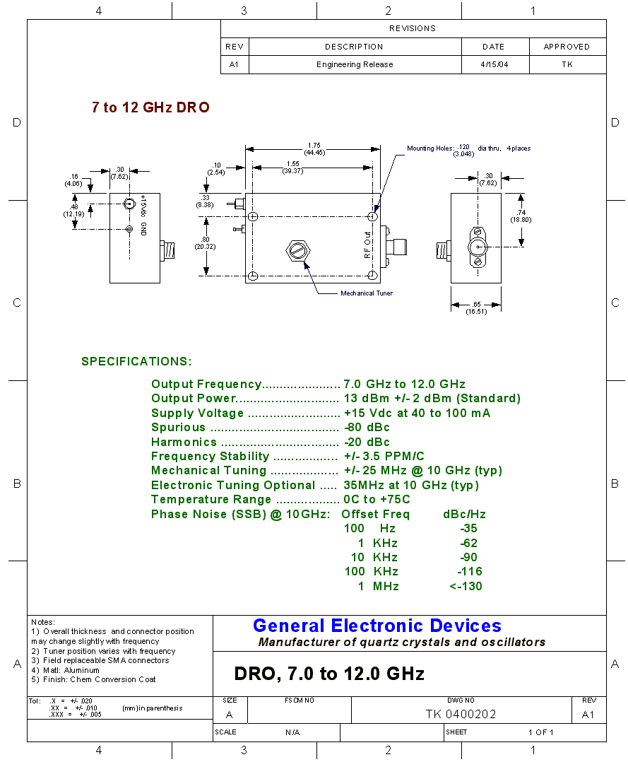 DRO 7 to 12 GHz